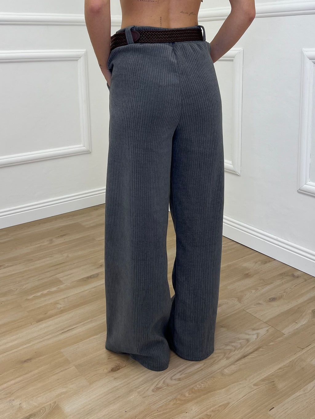 Pantalone Corduroy Cintura 27998 Grigio