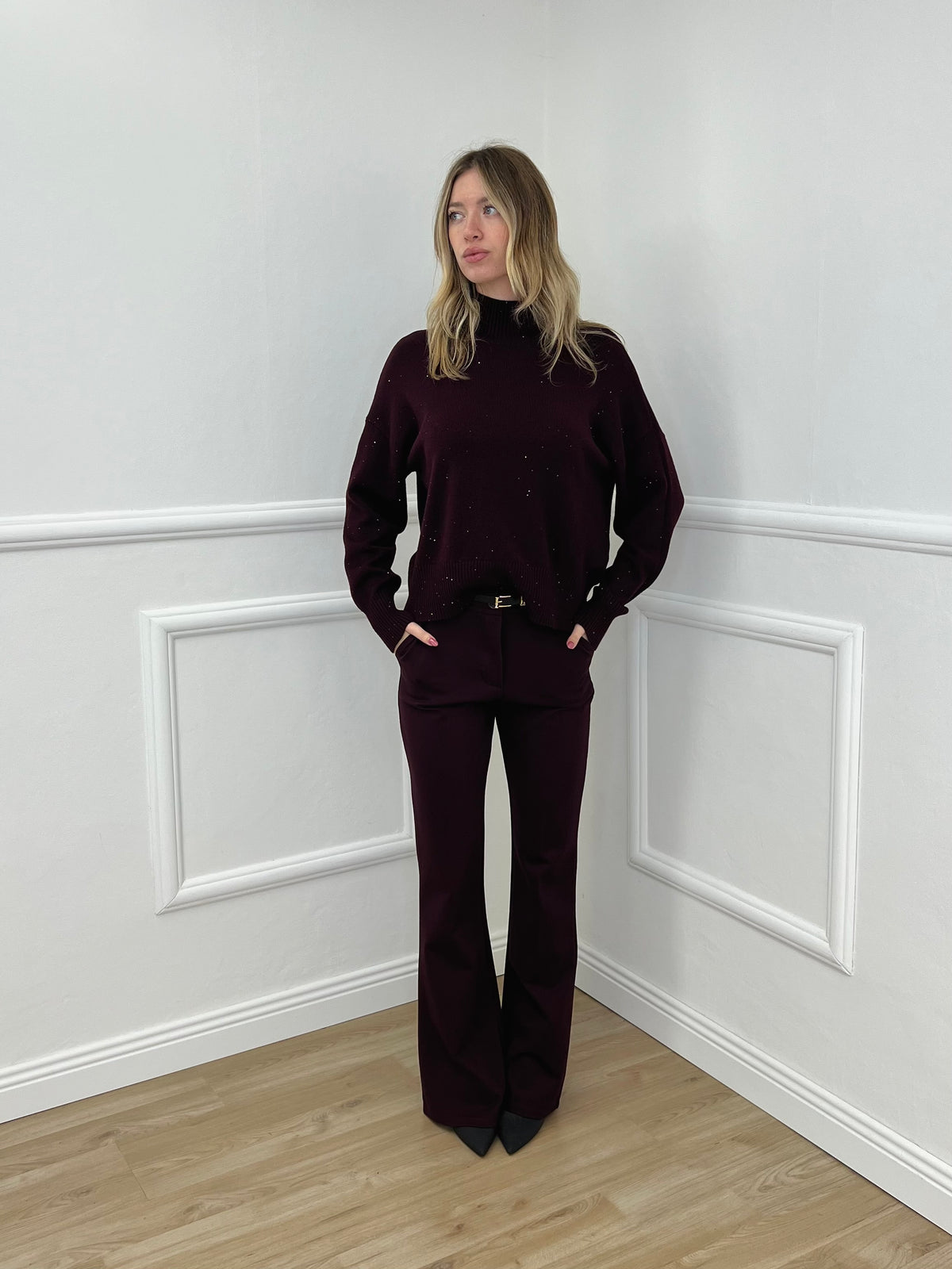 Pantalone Flare Punto Milano 34115 Burgundy
