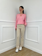 Pantalone Flare Cintura 26513 Beige