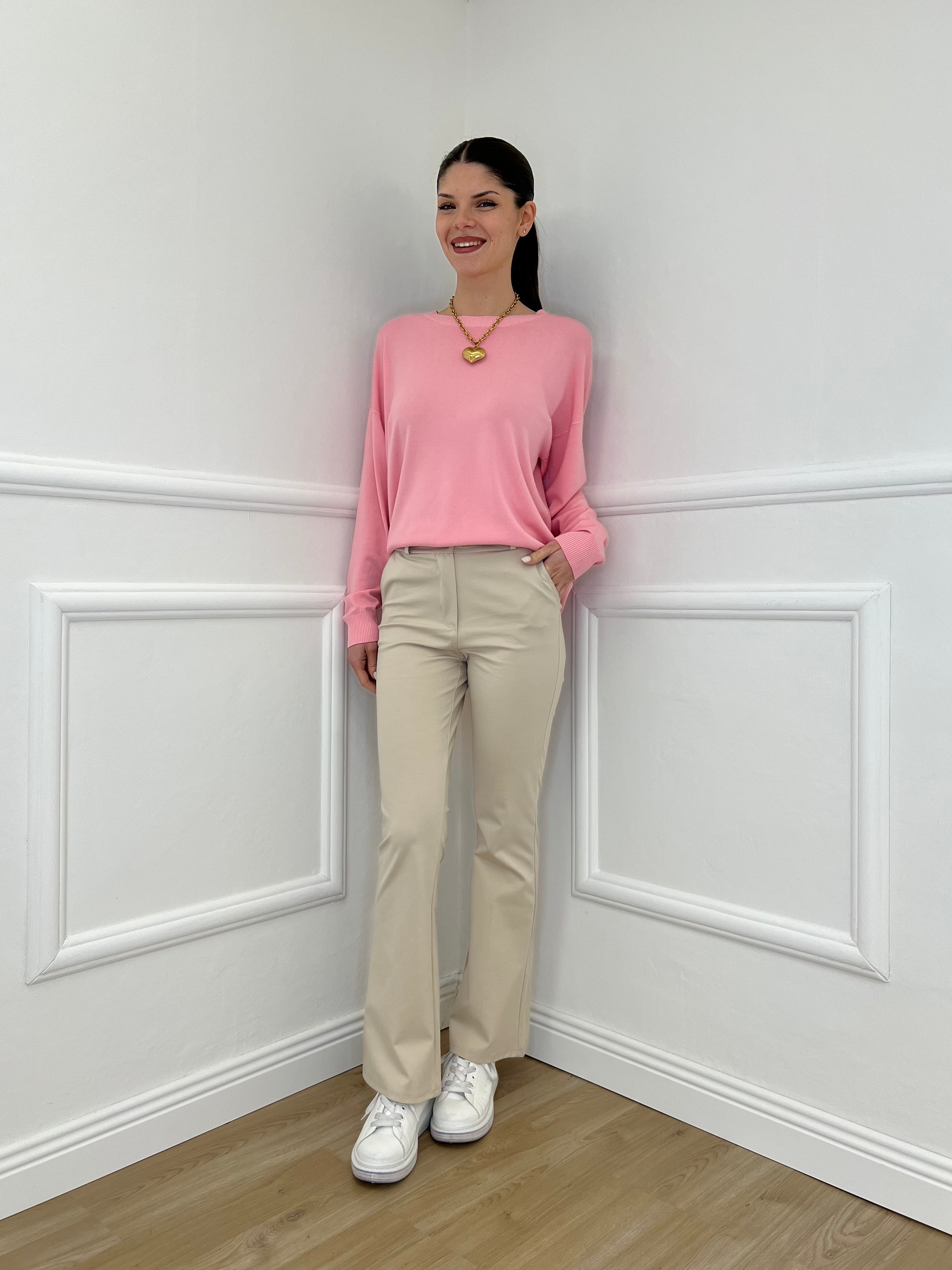 Pantalone Flare Cintura 26513 Beige