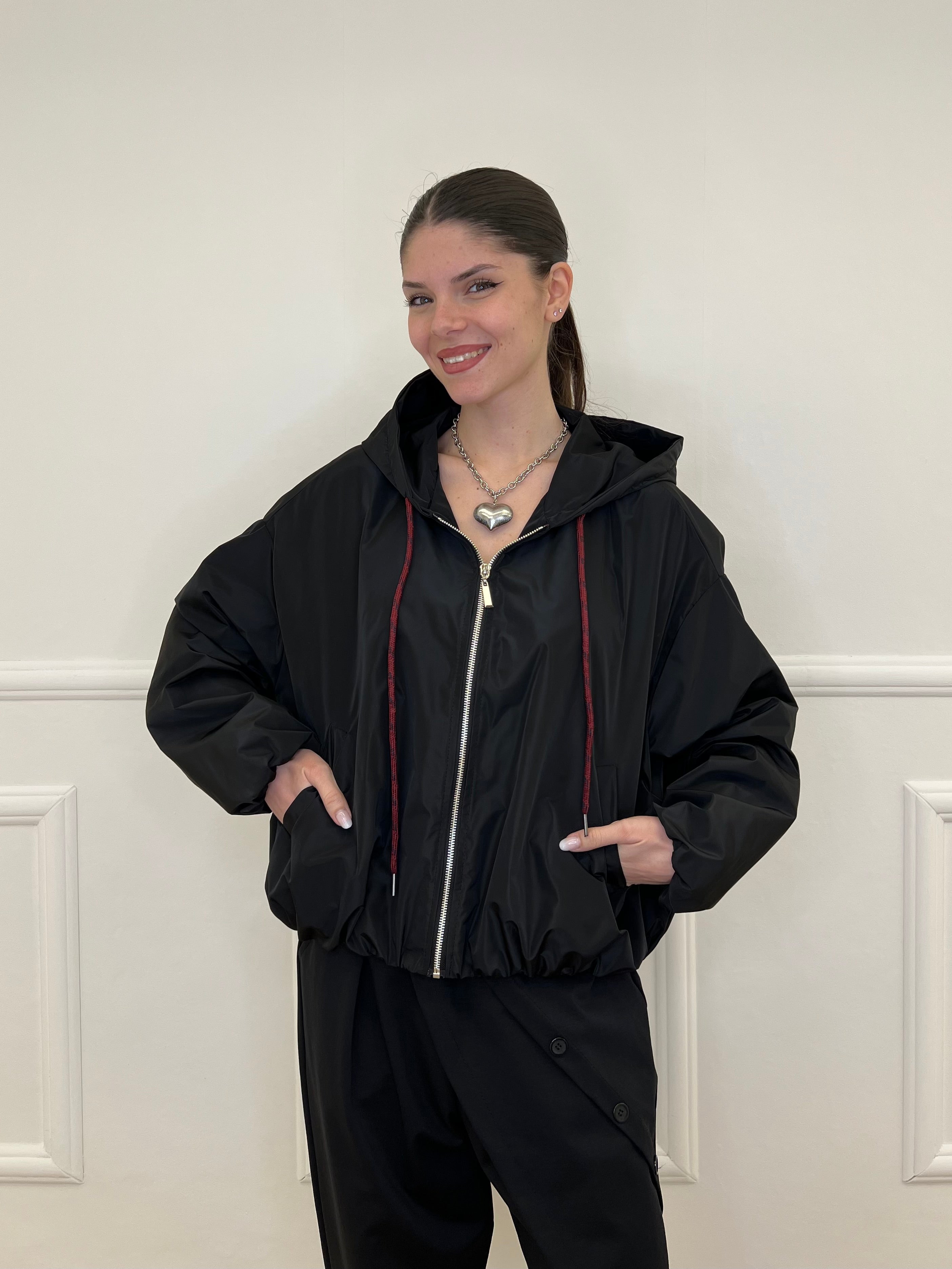 Giubbino Taffetà Cappuccio 5029 Nero