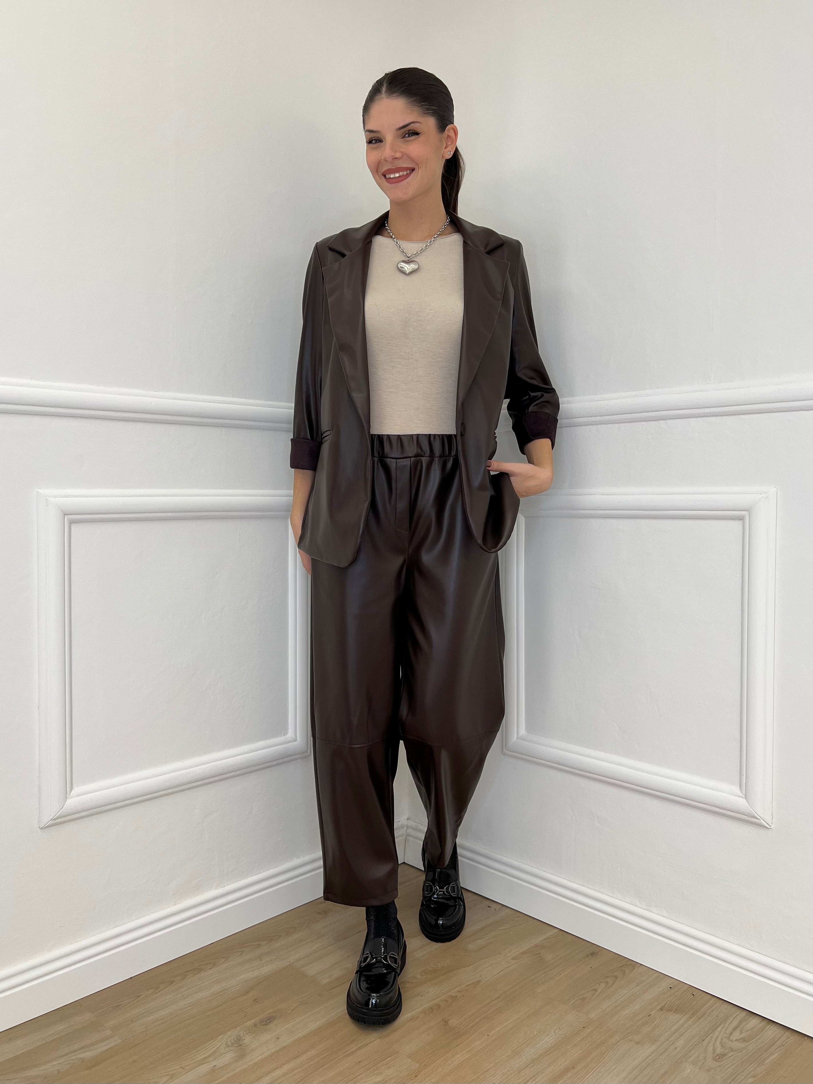 Pantalone Baggy Ecopelle 25348 Moro