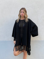 Cardigan Aperto con Frange 5256 Nero