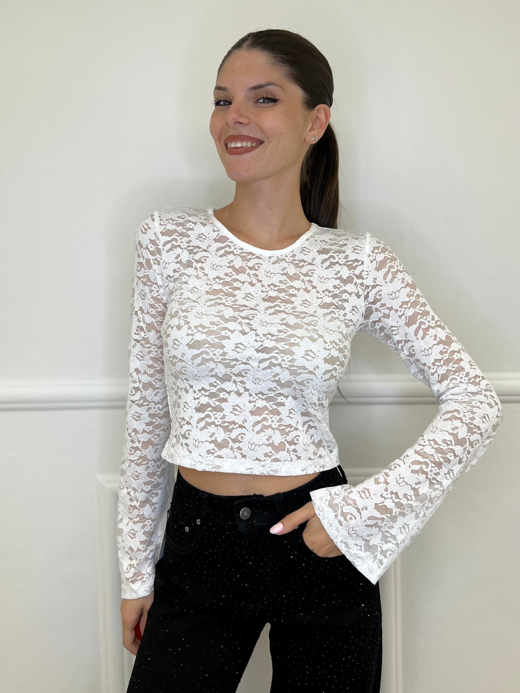 Maglia Crop Pizzo 7075 - Bazar Abbigliamento