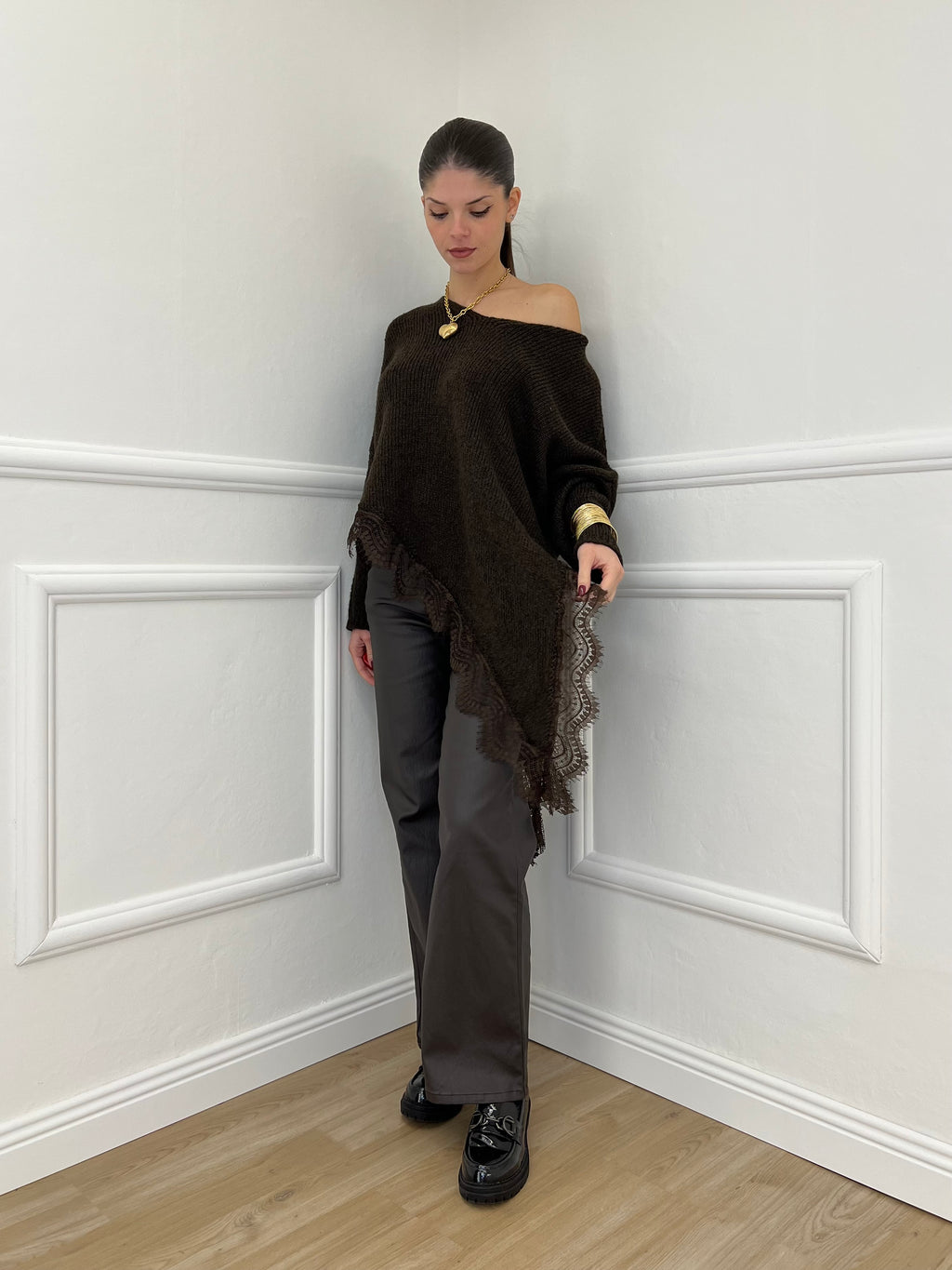 Maglia Asimmetrica Pizzo 25743 Moro