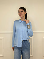 Camicia in Jersey di Viscosa 28163 Azzurro