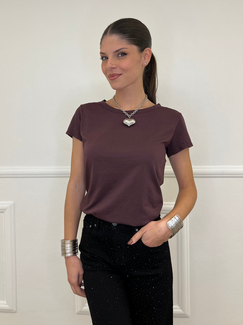 T-shirt Basic V0550 Burgundy