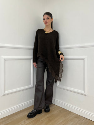 Maglia Asimmetrica Pizzo 25743 Moro