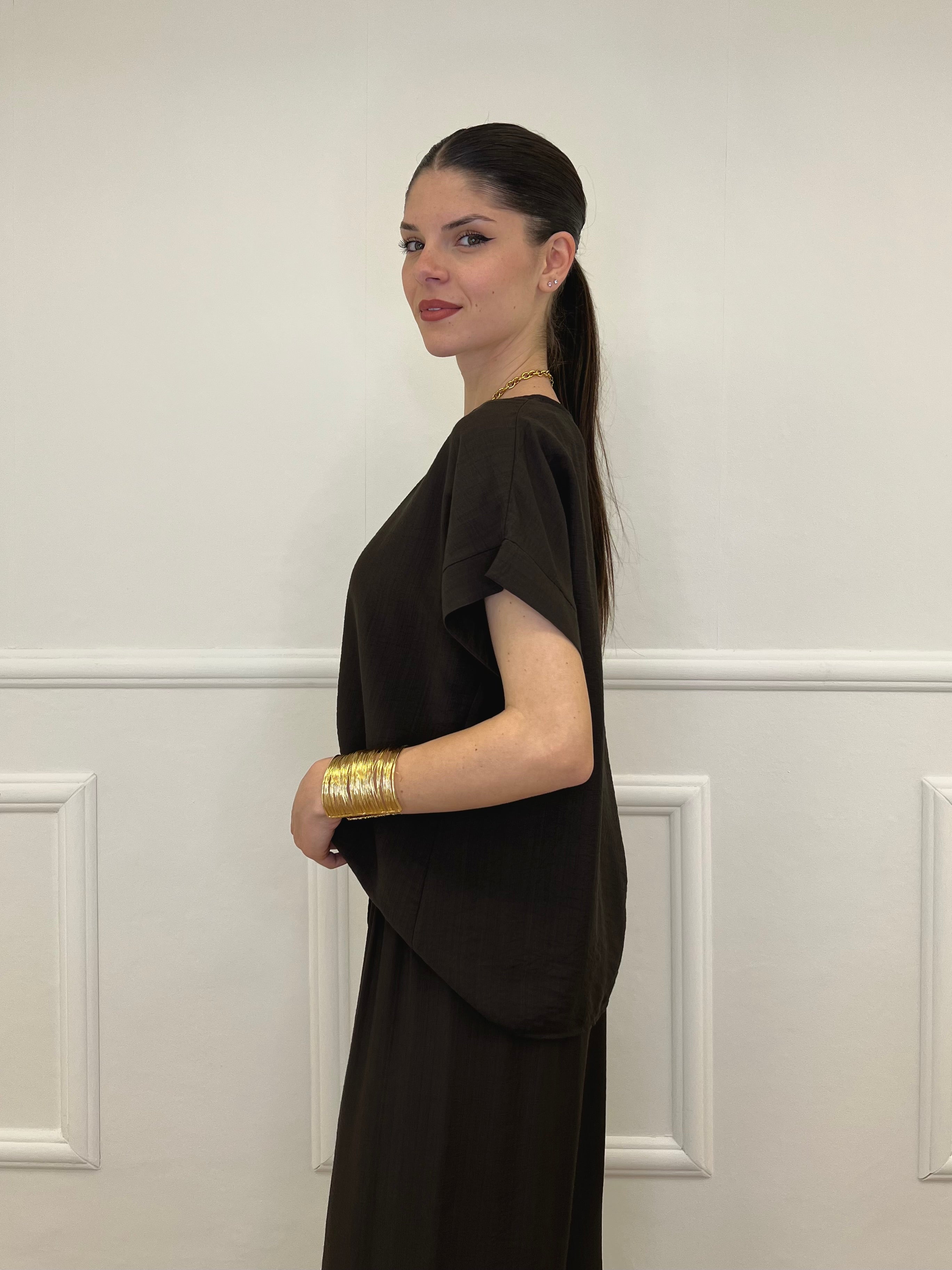 Completo Froissé In Viscosa 8262 Marrone