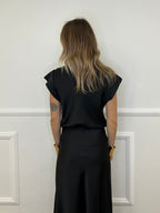 Blusa Satin Scollo Morbido 2548 Nero