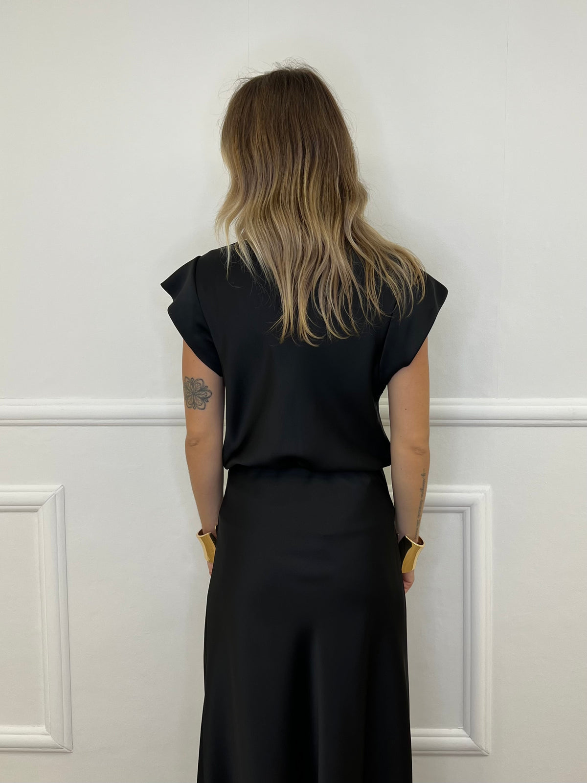 Blusa Satin Scollo Morbido 2548 Nero
