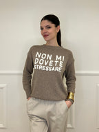 Maglia "Non Mi Dovete Stressare" 3695 Taupe