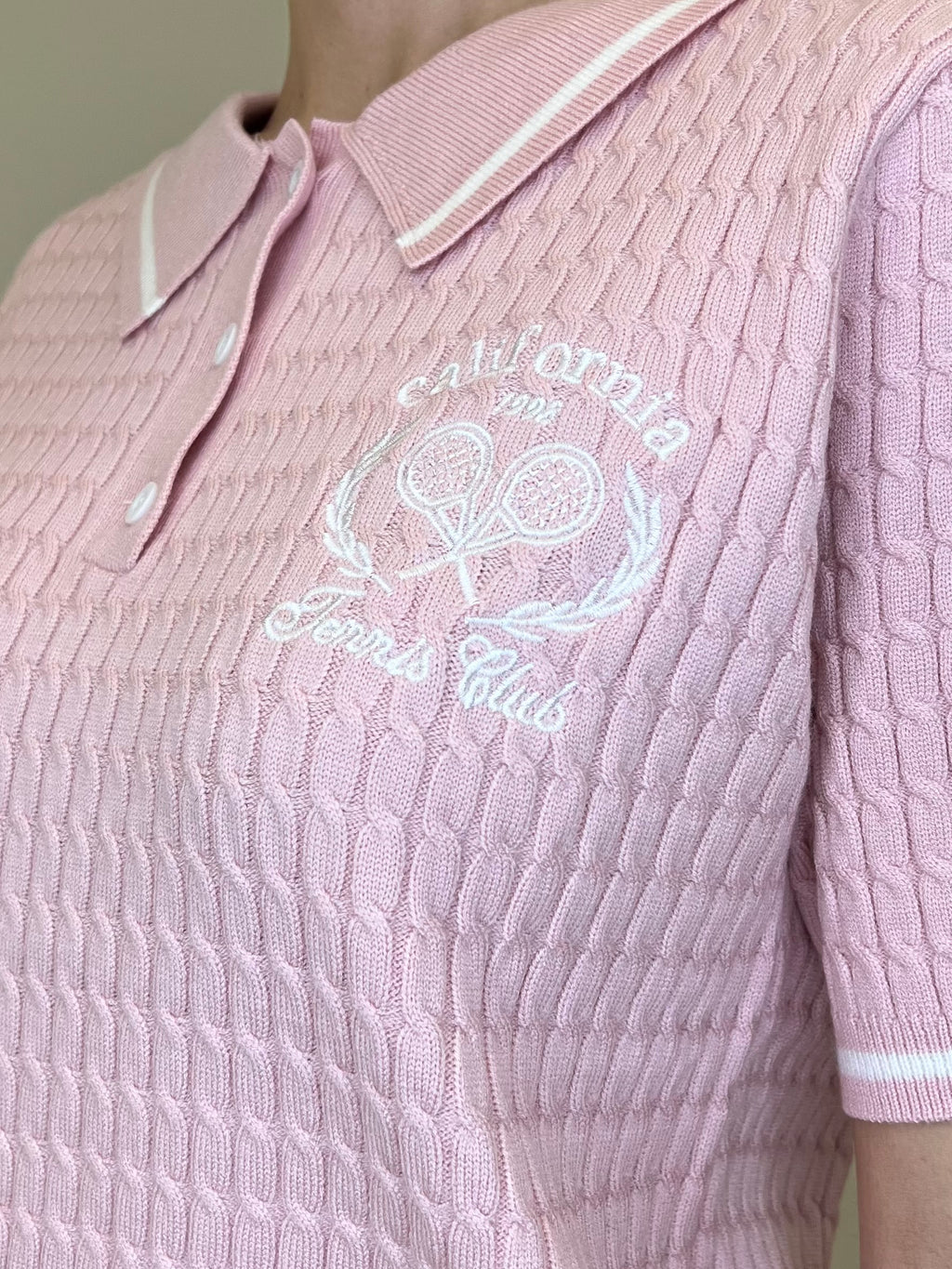 Polo in Maglia Jacquard L8086 Rosa