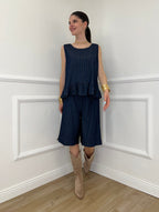 Bermuda Chambray Gessato P3123 Blu