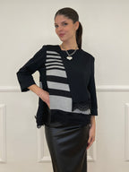 Maglia Asimmetrica Pizzo Bicolor 0225 Nero