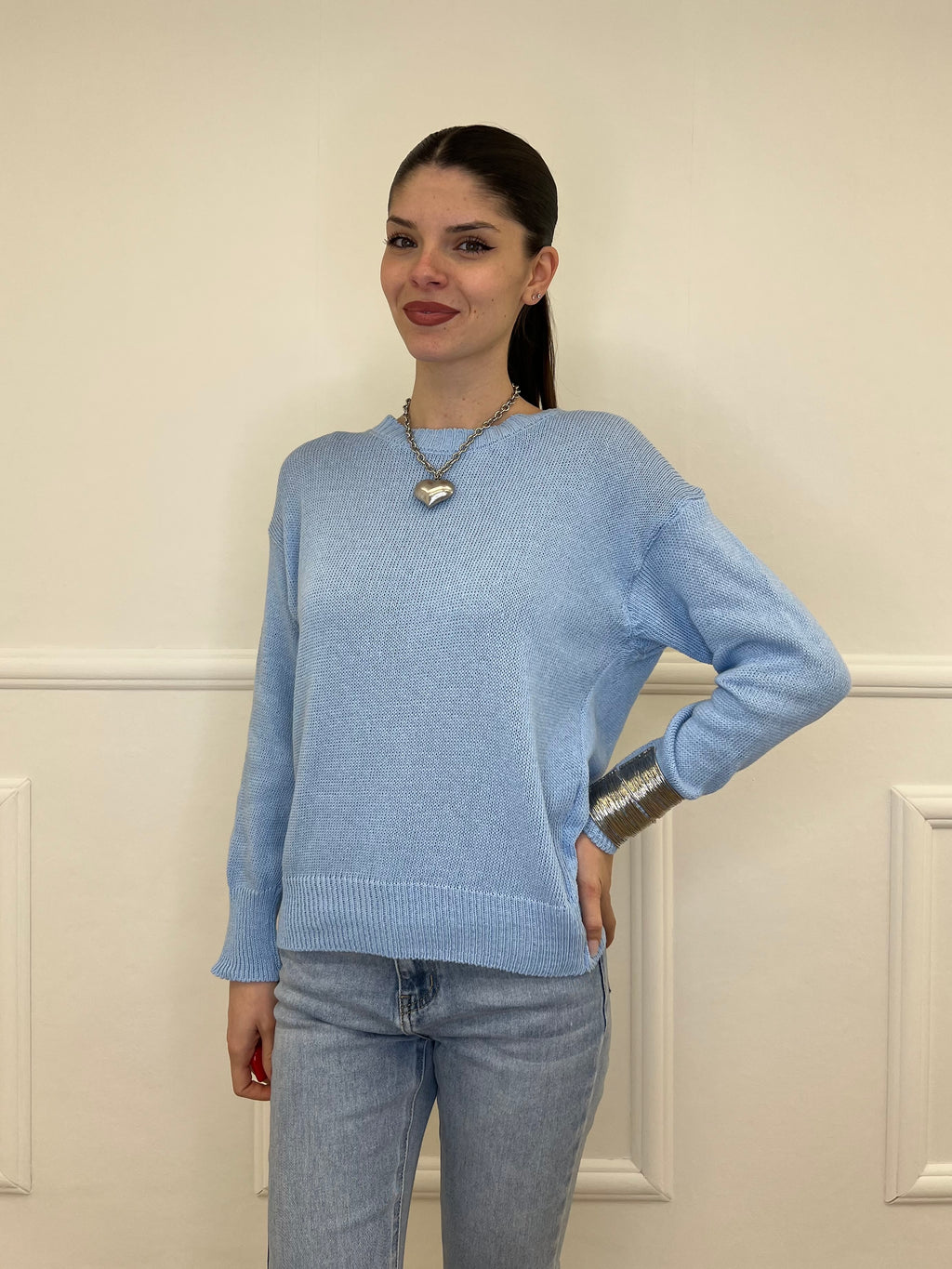 Maglia Over Cotone 3686 Azzurro
