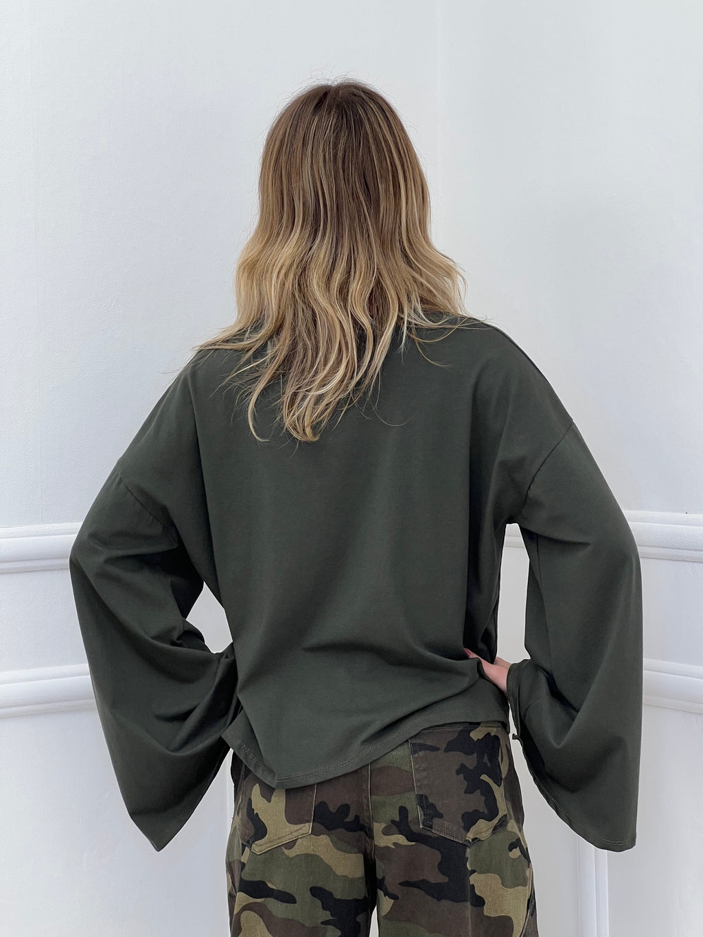 T-shirt Maniche Lunghe Ampie BM270 Verde Militare