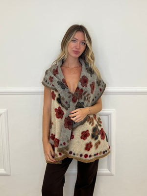 Poncho Gilet Suzani Doubleface 67041 Camel