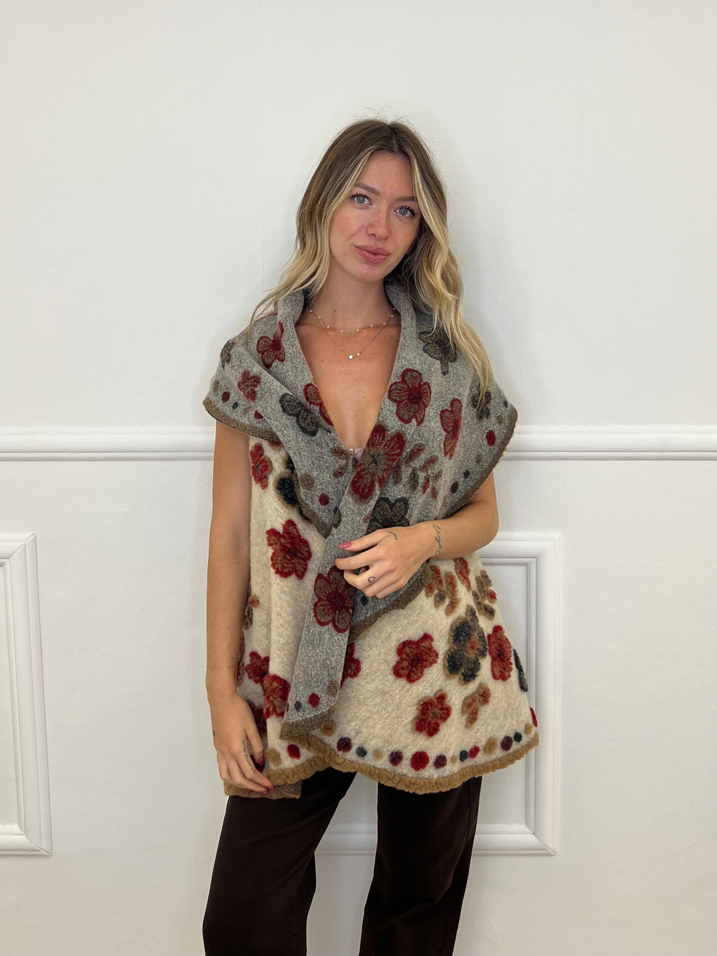 Poncho Gilet Suzani Doubleface 67041 Camel