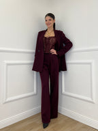 Top Bustier in Pizzo 7358 Burgundy