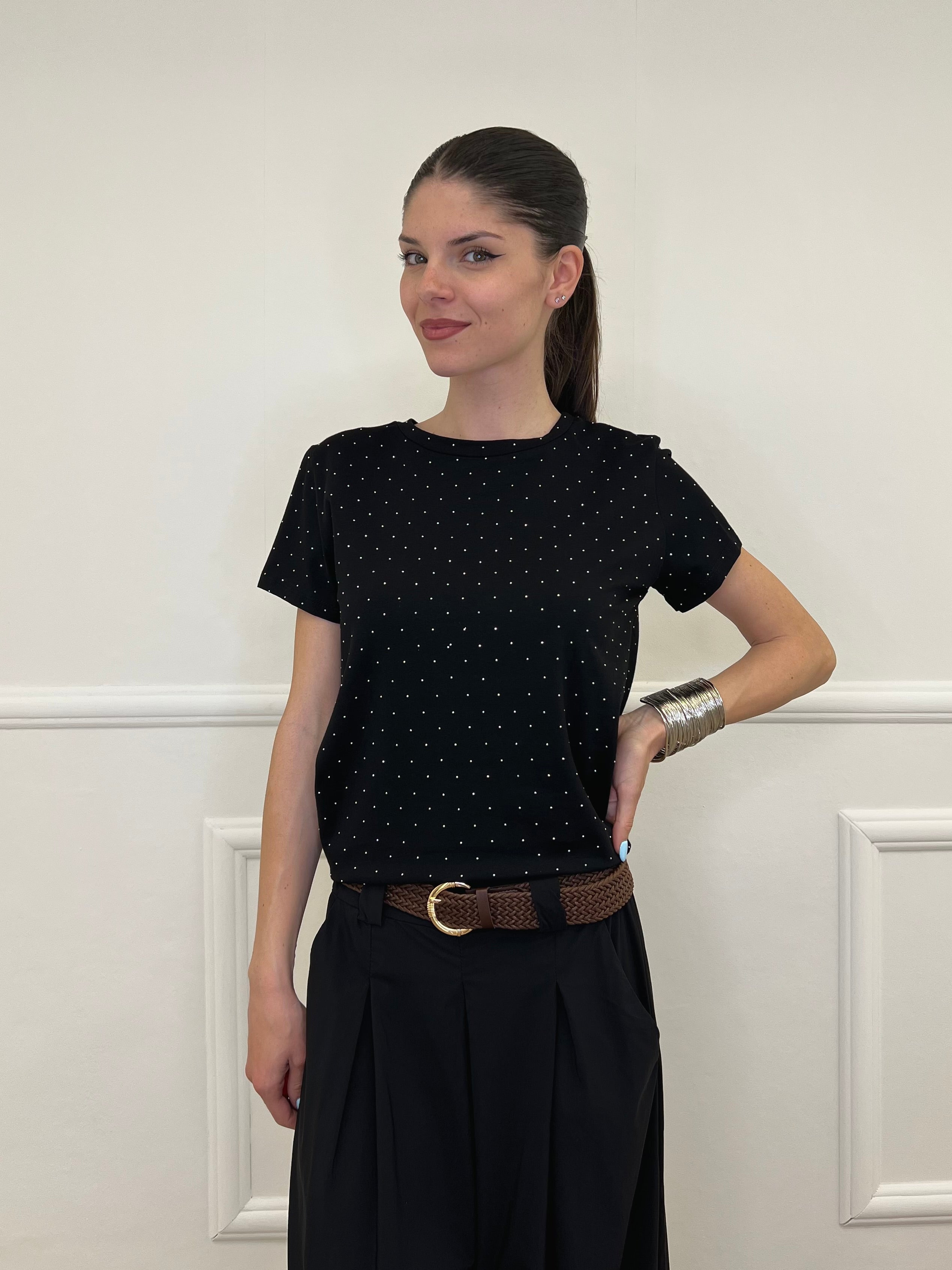 T-shirt Strass 8142 Nero