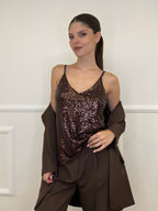 Top Paillettes 6695 Caffè - Bazar Abbigliamento