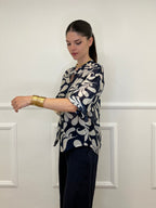 Camicia Fantasia Cotone e Seta 93-242-1 Blu