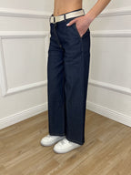 Pantalone Gaucho Chambray 9122 Blu