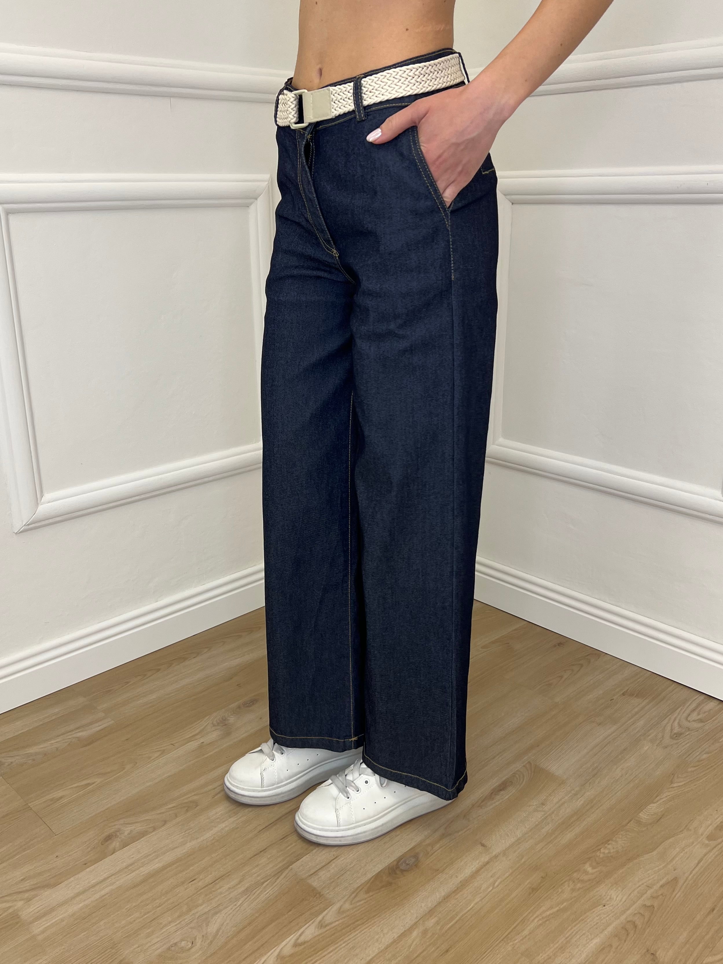Pantalone Gaucho Chambray 9122 Blu
