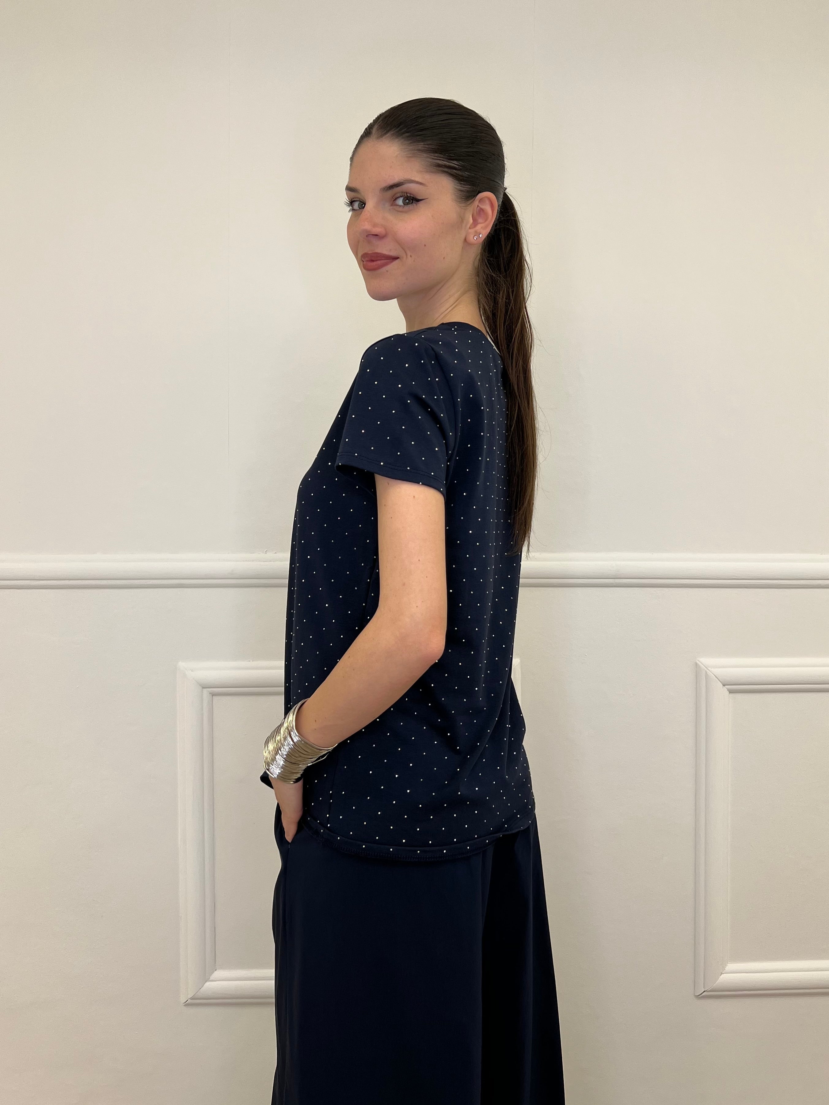 T-shirt Strass 8142 Blu