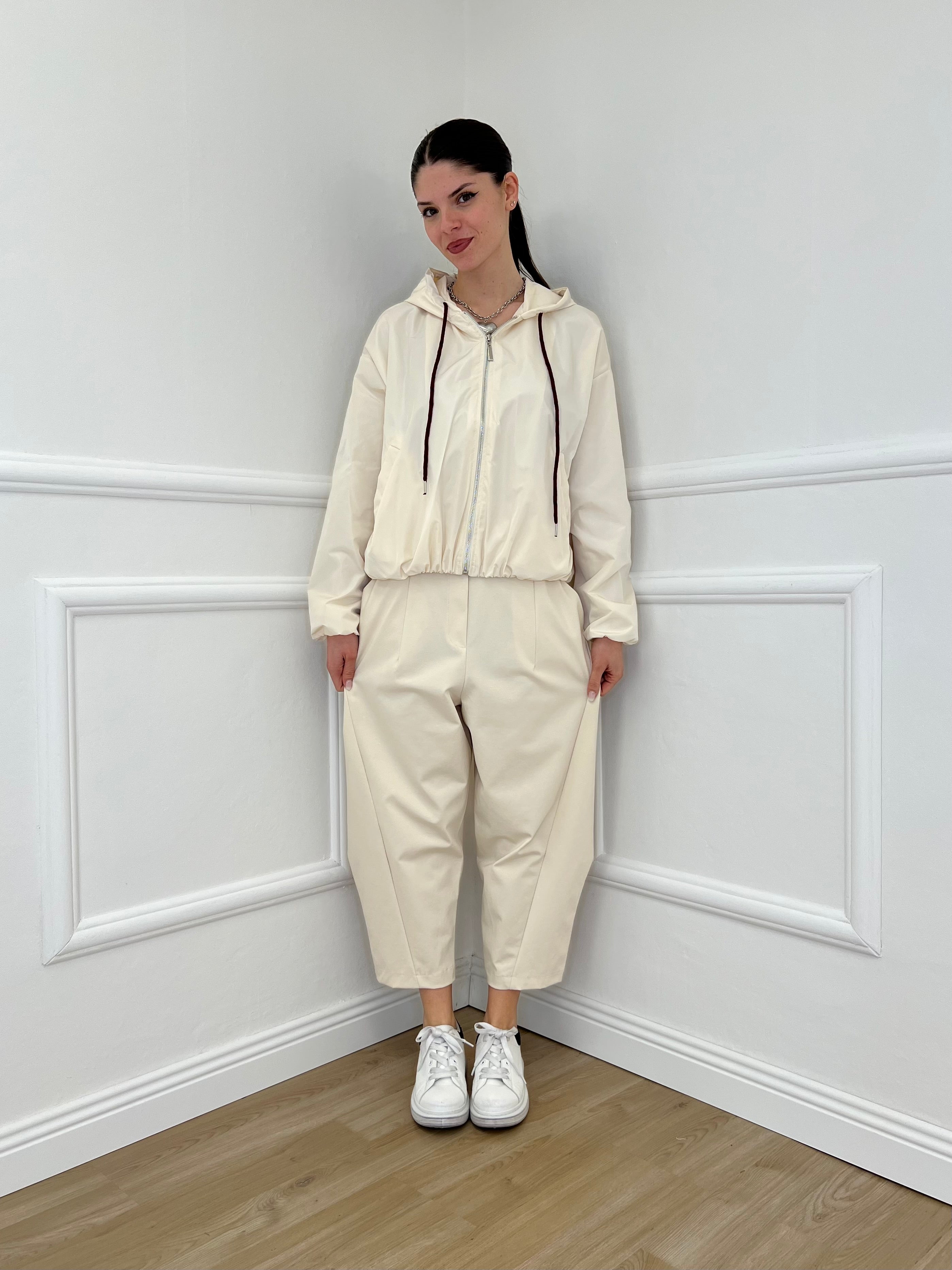 Pantalone Balloon Punto Milano 9516 Panna