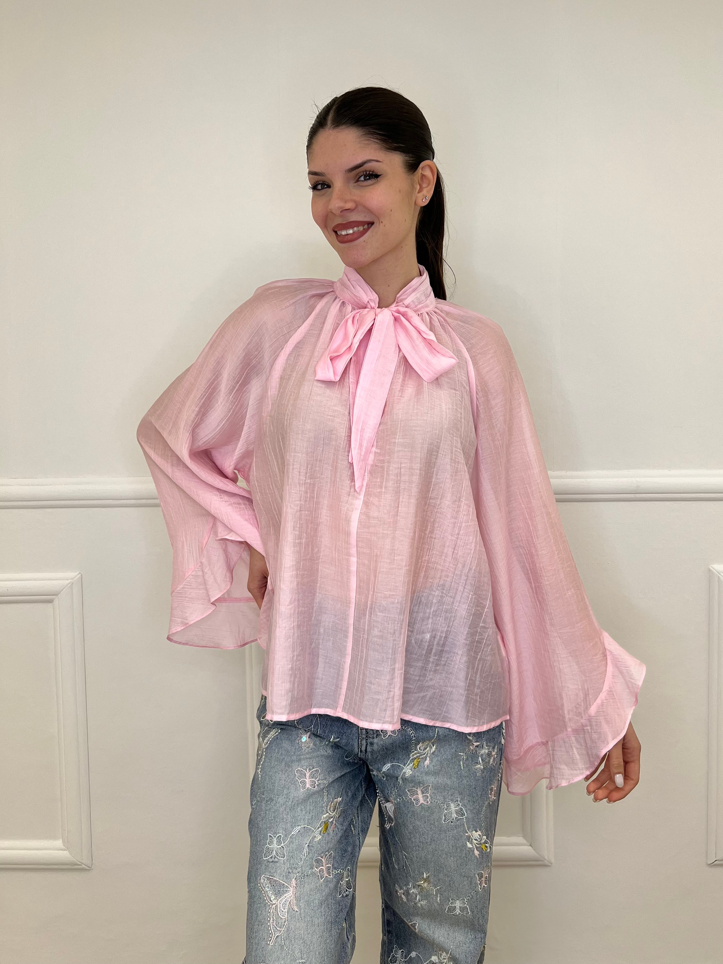 Camicia in Tencel con Fiocco 2608 Rosa
