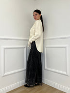 Jeans Palazzo Sfrangiato H03 Grigio