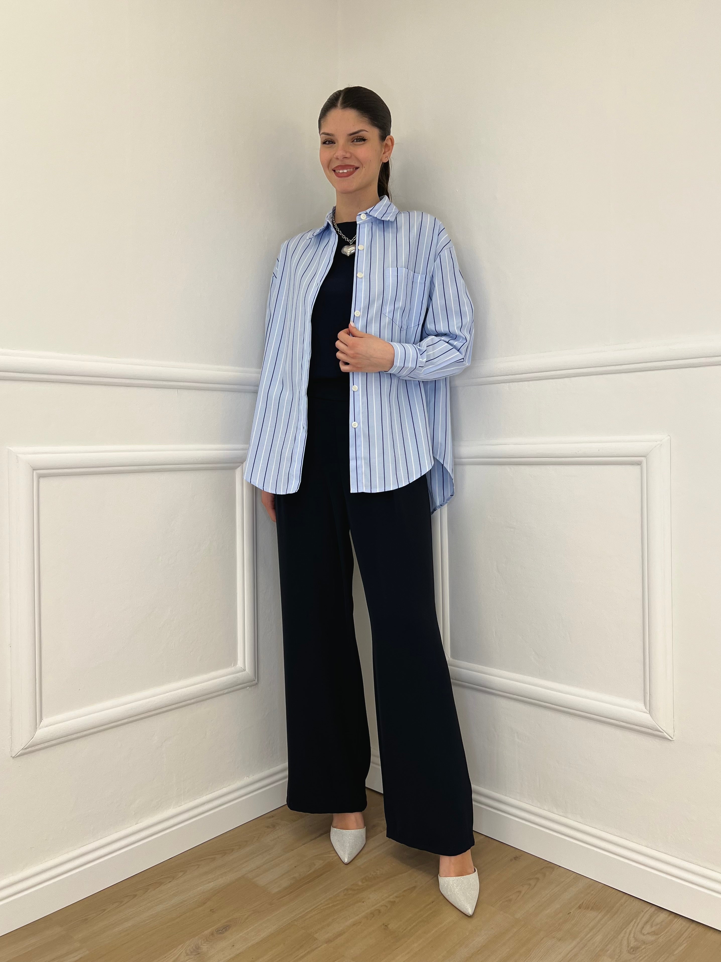 Pantalone Fluido 22059 Blu