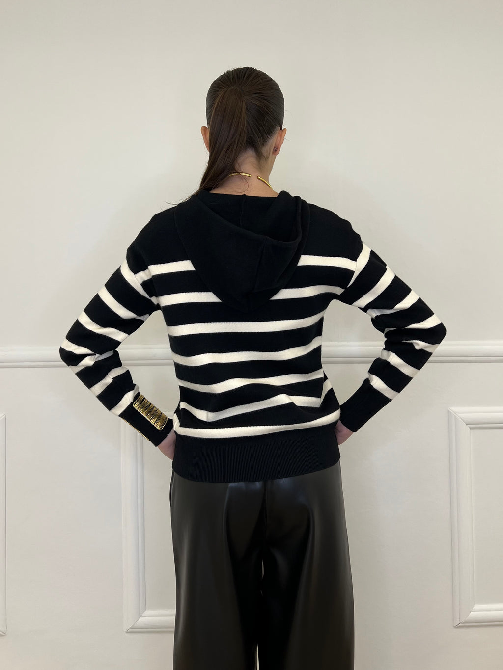 Felpa in Maglia Righe 8130 Nero