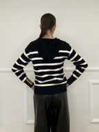 Felpa in Maglia Righe 8130 Nero