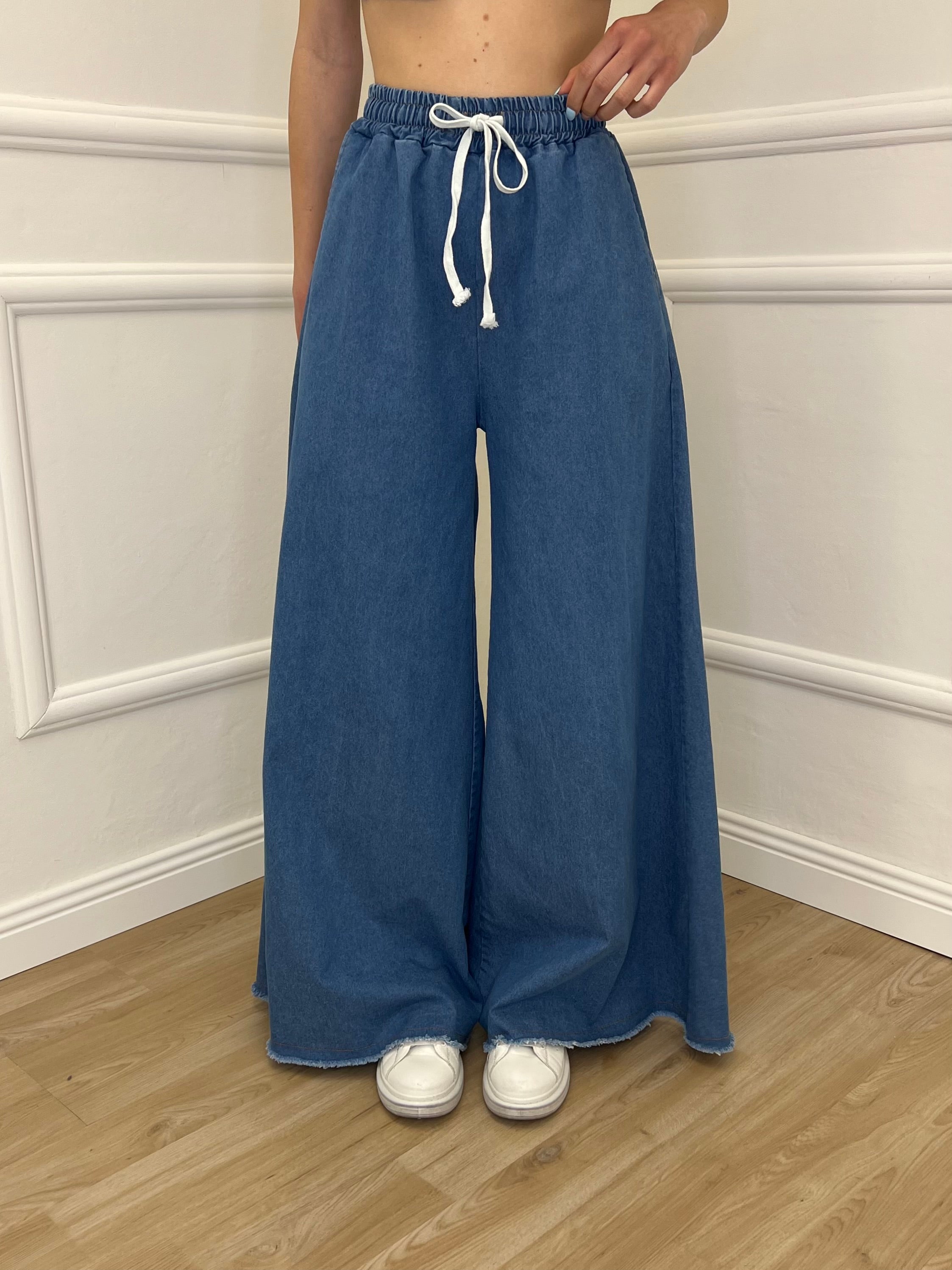 Pantalone a Palazzo Chambray Coulisse 7173
