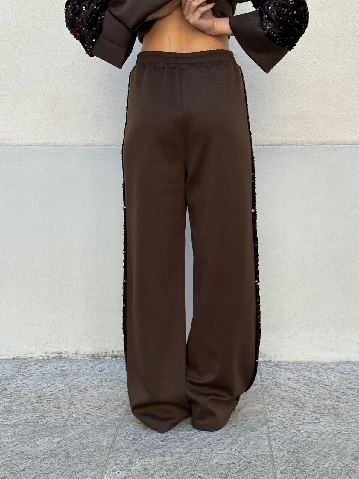 Tuta Inserti Paillettes L3110 Marrone