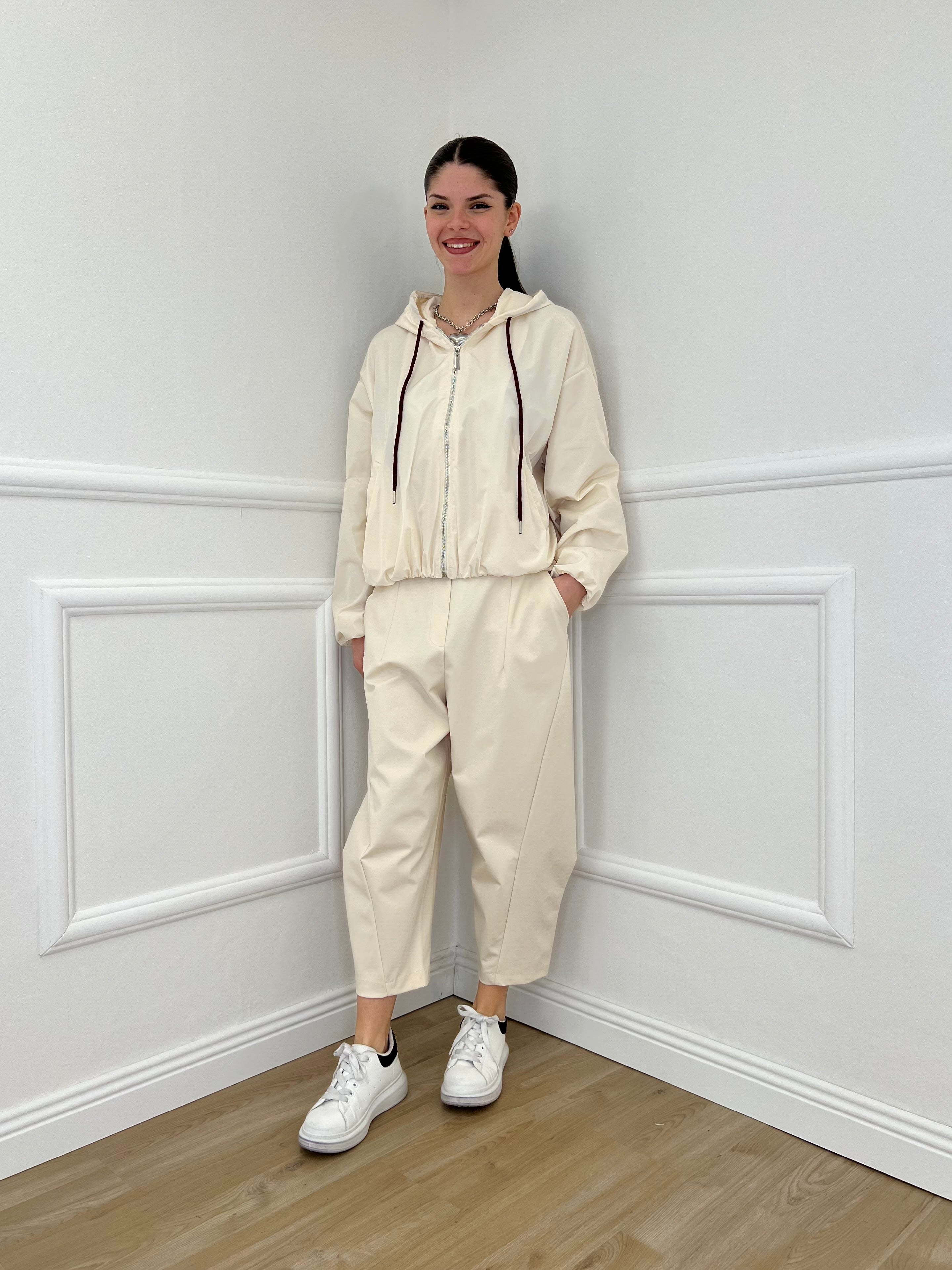 Giubbino Taffetà Cappuccio 5029 Panna