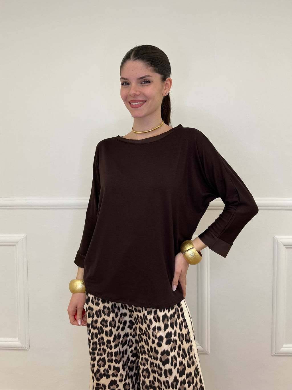 Maglia Barchetta Con Profili in Satin 43002