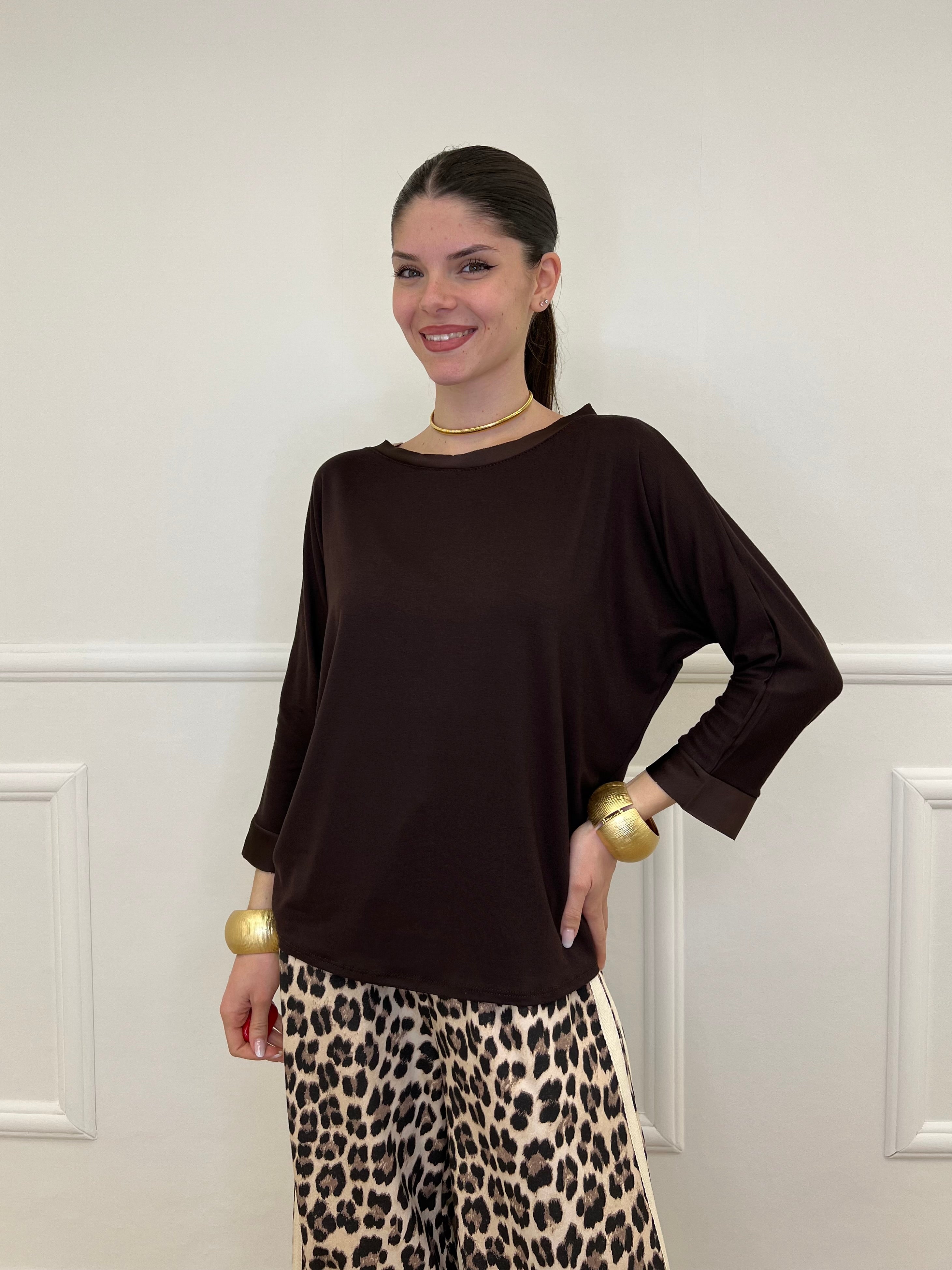 Maglia Barchetta Con Profili in Satin 43002