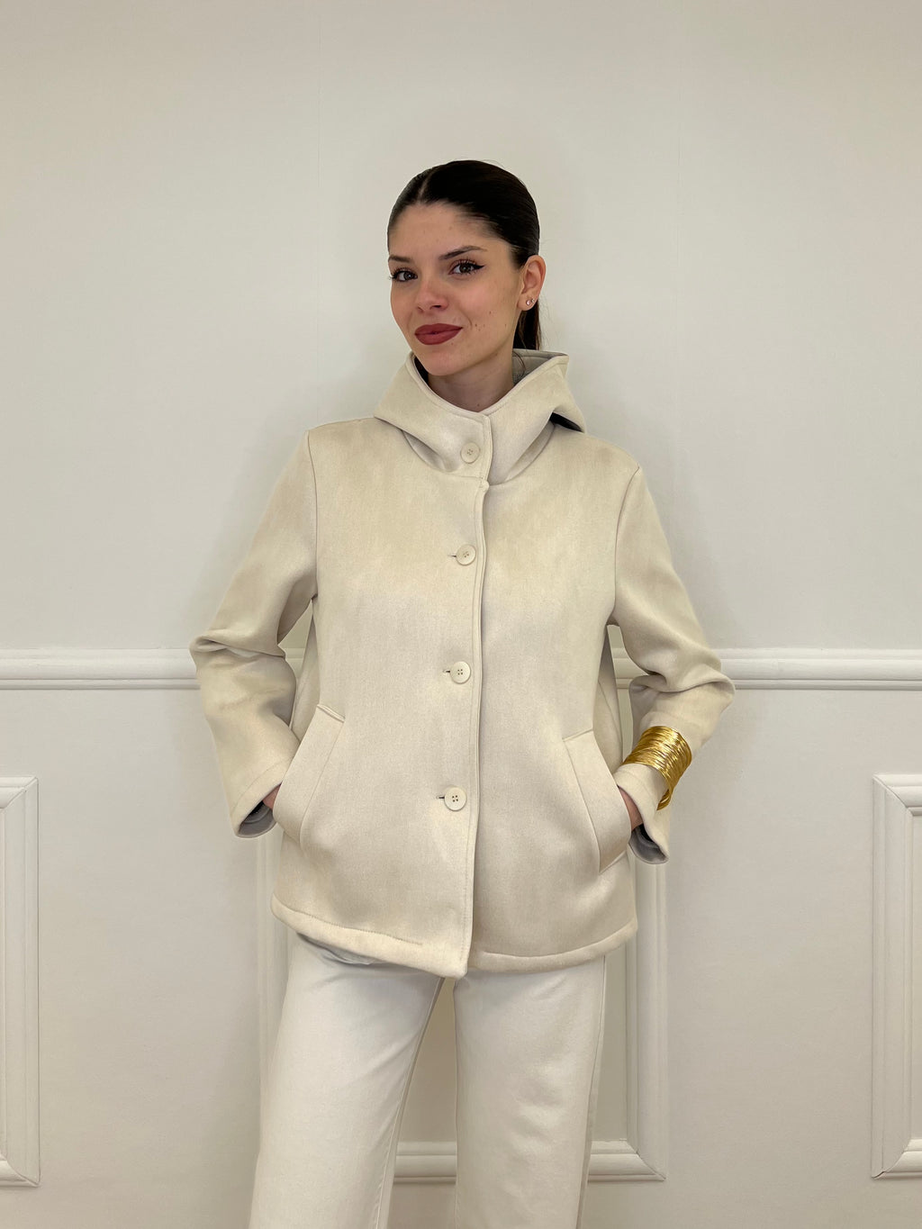 Giacca Scuba Effetto Scamosciato 852 Beige