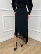 Gonna Asimmetrica Frange Lumina LD3830 Nero