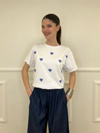T-shirt Over Con Ricamo Cuori 12659