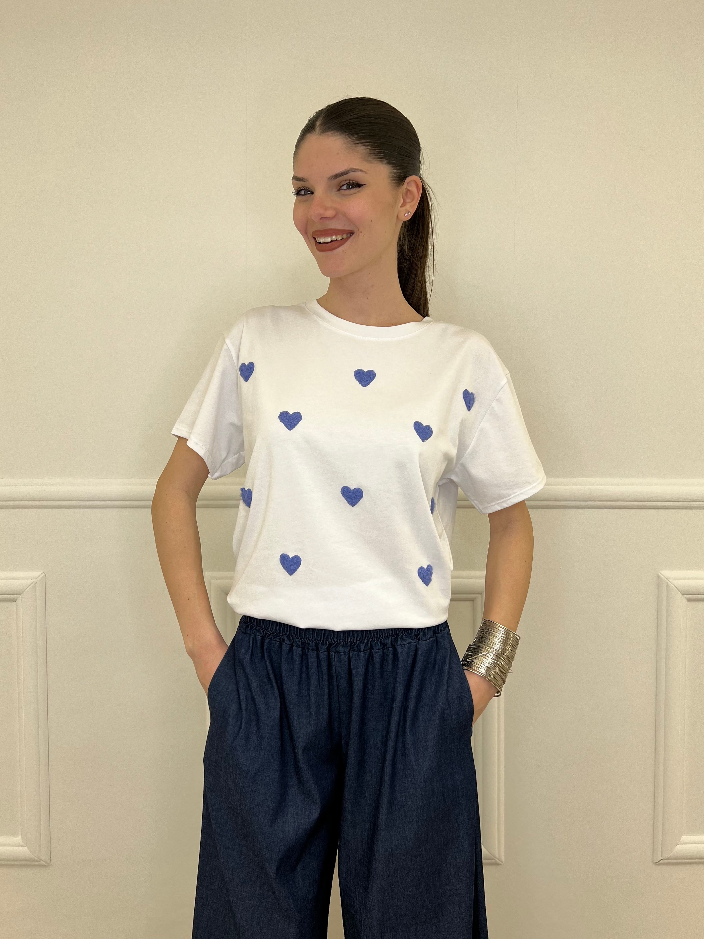 T-shirt Over Con Ricamo Cuori 12659