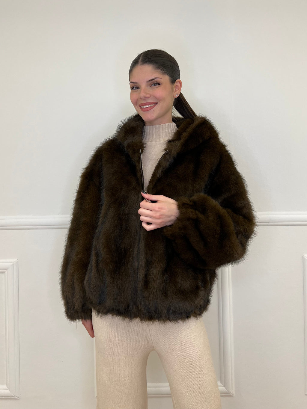 Pelliccia Bomber 00322 Moro