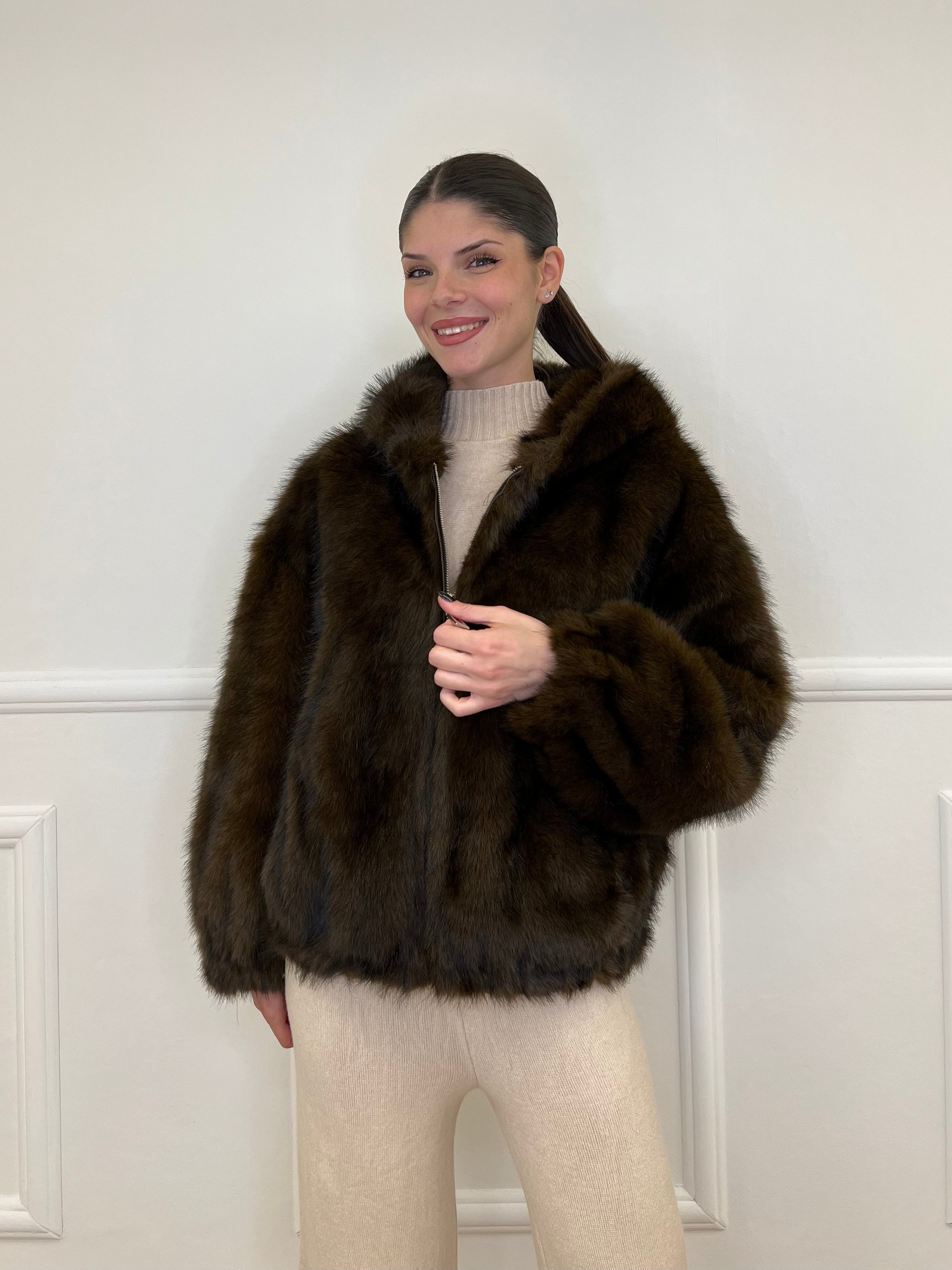 Pelliccia Bomber 00322 Moro