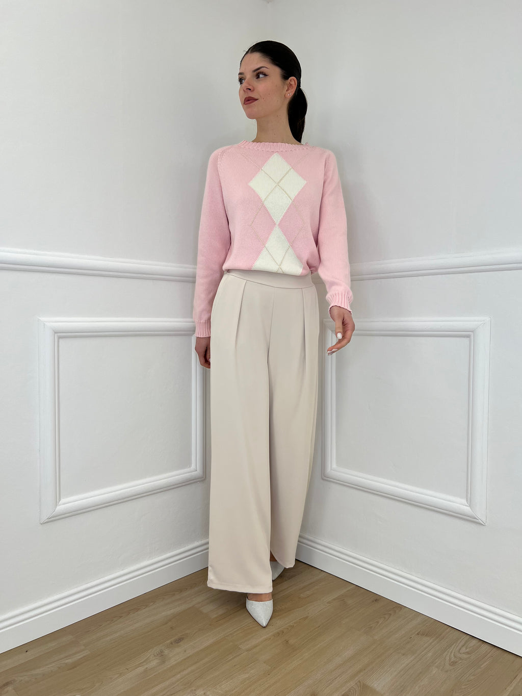 Pantalone Fluido 22059 Beige