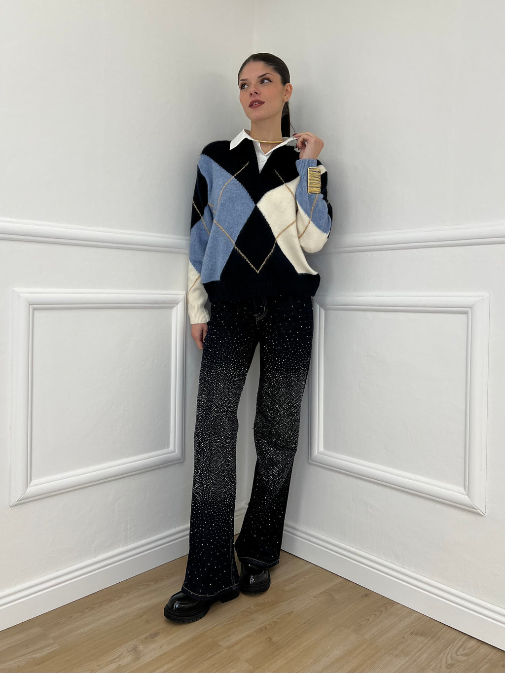 Maglia Camicia Losanghe 11116 Blu