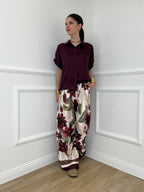 Completo Satin Pantalone Fantasia 17397 Burgundy